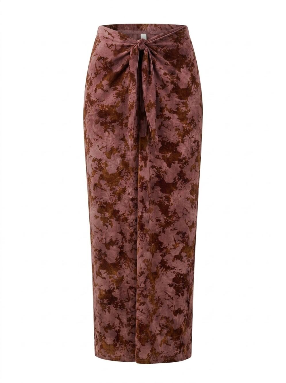 NWT Musera Pink Brown Floral Print Wrap Style Maxi Skirt Women Size S